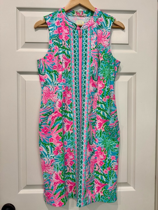 Lilly Pulitzer Dresses & Skirts - Lilly Pulitzer Sleeveless Luxletic Shift Dress, Amalfi Blue Golf Print, Size 6